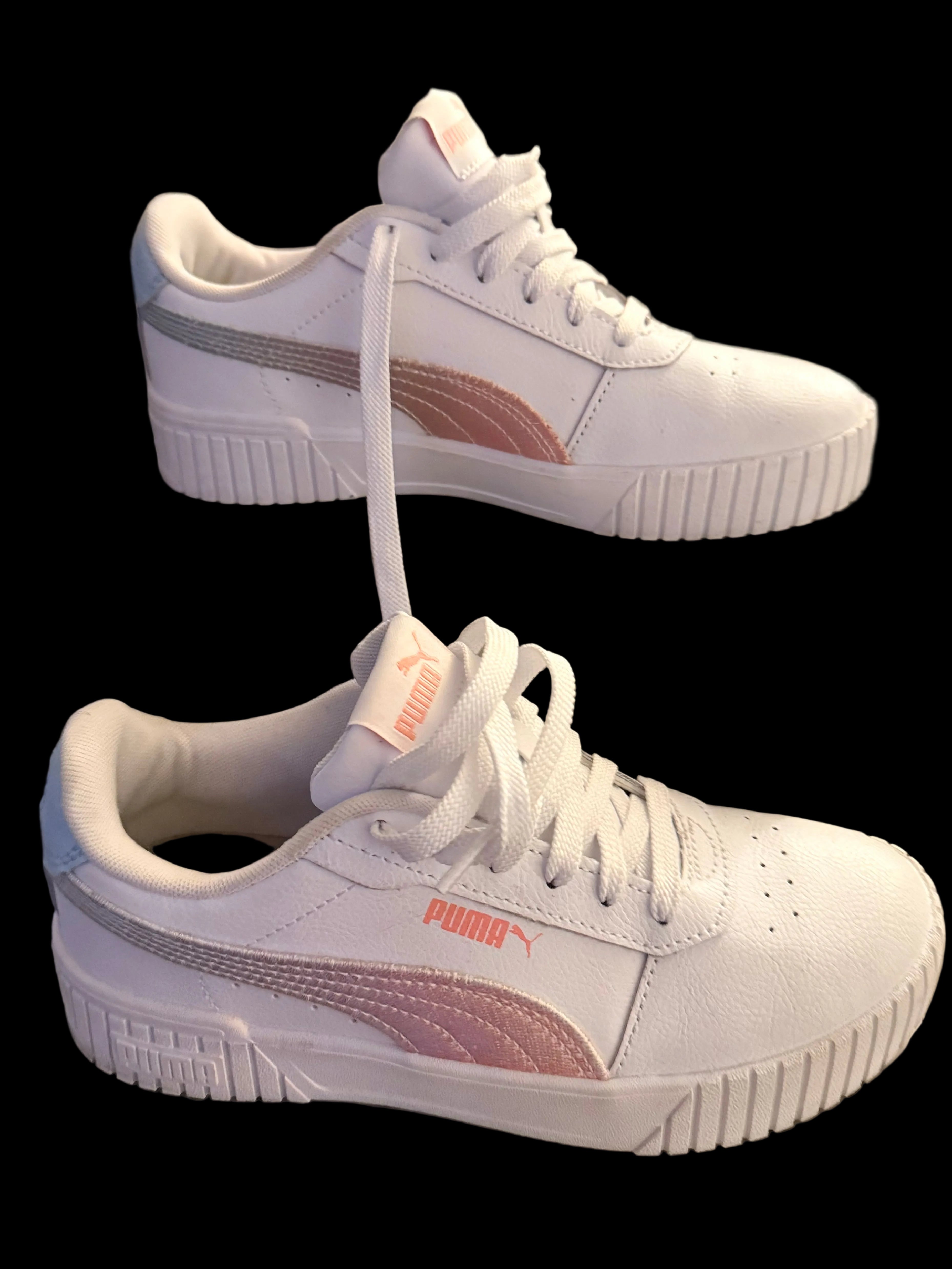 Puma Carina — Women's Size 7 | White with Iridescent Pink & Blue | Never Worn